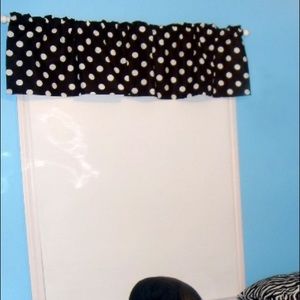 Black and white polka dot window valance